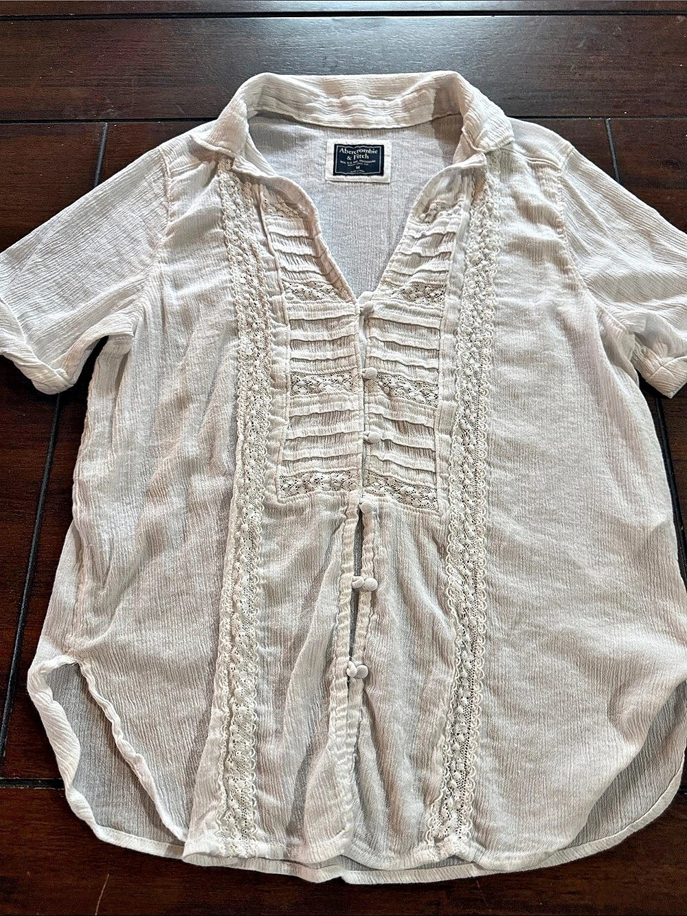 Abercrombie & Fitch Short Sleeve Henley White Size Medium